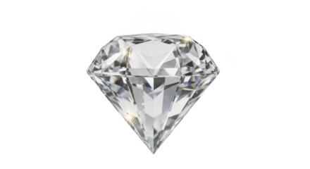 A brilliant cut diamond gemstone isolated on transparent background