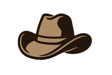 Stylized western cowboy hat design in two tones of brown