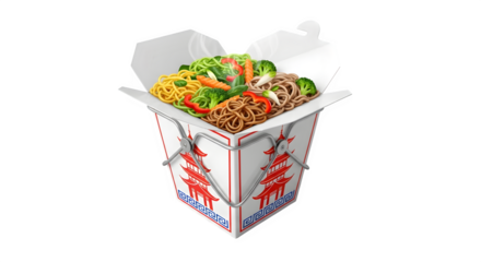 Takeout box filled with delicious noodles