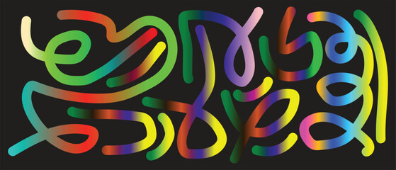 Colorful neon alphabet vector illustration for holiday and celebration cards