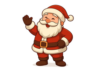 Happy Santa Claus character waving hello with a cheerful smile and big white beard