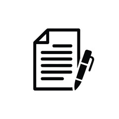 Obraz premium Document and pen icon representing writing, contract, form, agreement, or signature