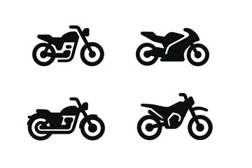 Fototapeta premium Collection of various motorcycle silhouettes including sport, cruiser, and off-road bikes