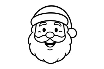 Happy Santa Claus face outline for Christmas holiday graphic element