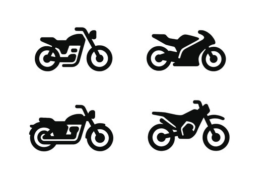 Fototapeta Collection of various motorcycle silhouettes including sport, cruiser, and off-road bikes