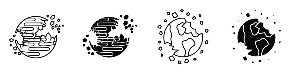 Destroyed planet icon in linear and clipart style pack on white background. © David