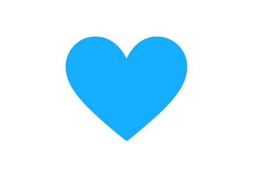 Simple blue heart shape icon symbolizing love romance affection and social media likes - Powered by Adobe