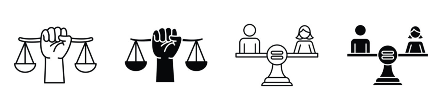 Equality icon in linear and clipart style pack on white background.