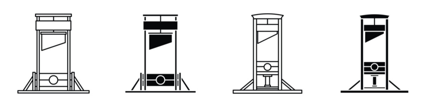 Guillotine icon in linear and clipart style pack on white background.