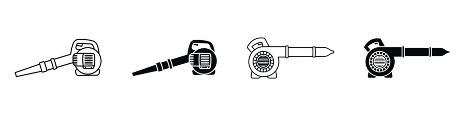 Leaf blower icon in linear and clipart style pack on white background.