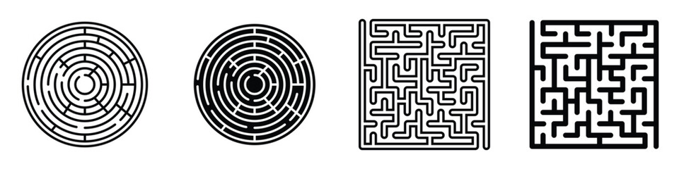 Maze icon in linear and clipart style pack on white background.