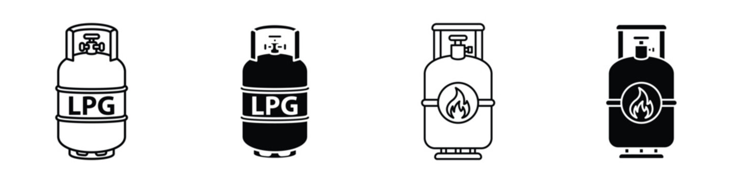 LPG icon in linear and clipart style pack on white background.