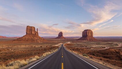 Sunrise over Monument Valley, showcasing the unique rock formations, highlighting erosion risk