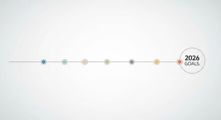 Clean timeline or roadmap ending with a circular marker for 2026 goals and objectives