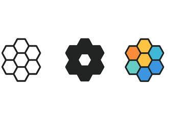 Obraz premium Three different colored hexagons are shown, with one being black and the other two being white. The black hexagon is in the middle of the other two, and the white hexagons are on either side of it