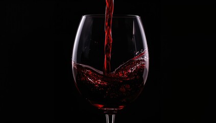 Fototapeta premium Close-up image of red wine pouring into a glass, suitable for editorial headers