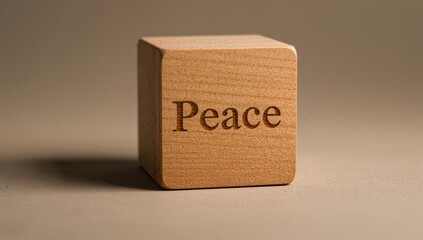 Wooden Cube Spelling Peace, mindfulness reminder