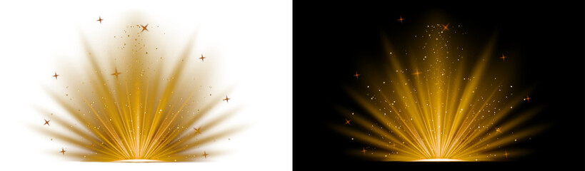 PNG image of Golden leaf shaped light burst effect  transparent background 