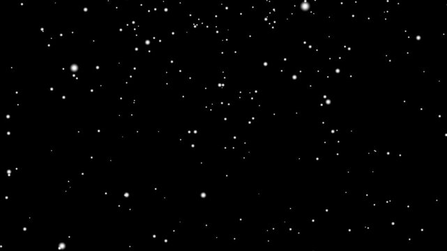 4k snowfall on black screen. snow falling chroma key animation seamless loop.