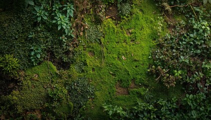 Seamless natural backdrop featuring lush moss and greenery, ideal for editorial header background