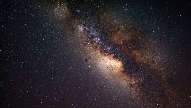 Detailed view of the Milky Way galaxy showcasing stars and cosmic dust, long exposure technique, emphasizing the vastness of space