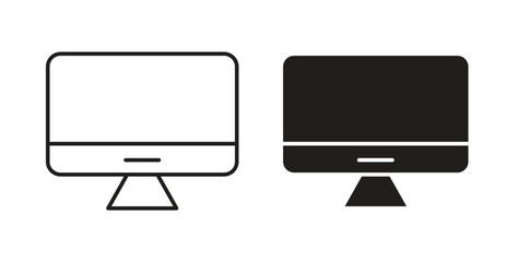 Computer screen icons set isolated on white background flat vector illustration.