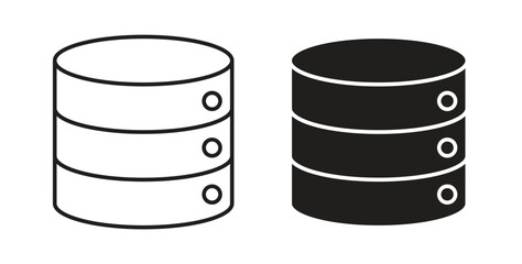 Database icons set isolated on white background flat vector illustration.