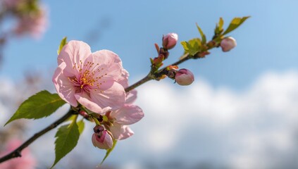 Obraz premium Cherry blossoms in bloom, a sign of seasonal change