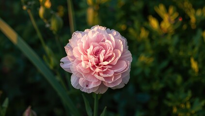 Pastel pink Carnation blooming in the garden, seasonal beauty
