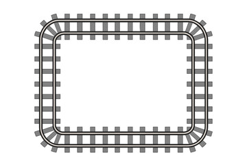 Decorative closed rectangular railway track frame border design element