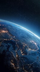 Earth View from Space Southeast Asia at Night with City Lights