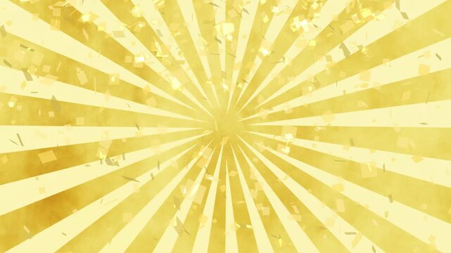放射線状、黄金、回転、紙吹雪