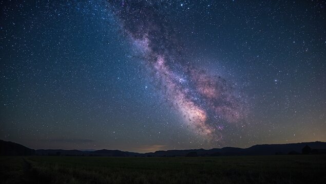 Milky Way and Night Sky, serene rural landscape, seasonal change
