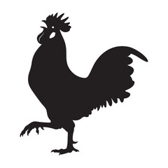 Crowing Rooster Silhouette Vector Graphic Icon