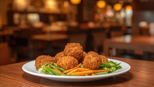 Kubba fries served with assorted vegetables, fiber-dense choice