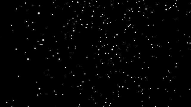 4k snowfall on black screen. snow falling chroma key animation seamless loop.