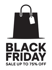 Black Friday sale vector illustration shopping bag with tag promotion and discount design