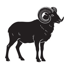 Ram with Horns Silhouette Side Profile Vector