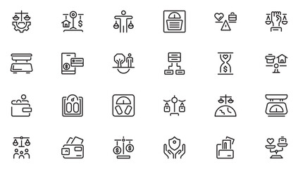 Balance line icon set. Included exercise, spirit, peace, meditation, meditate, relax and more. Thin outline icons pack. Vector illustration