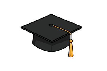 Black mortarboard graduation cap with golden tassel symbolizing academic success and commencement