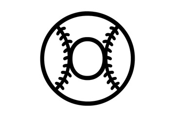 Minimalist black line drawing of a baseball or softball symbol for athletic themes and sports branding