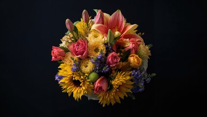 Various blooms against a dark backdrop, suitable for framing, summer celebration