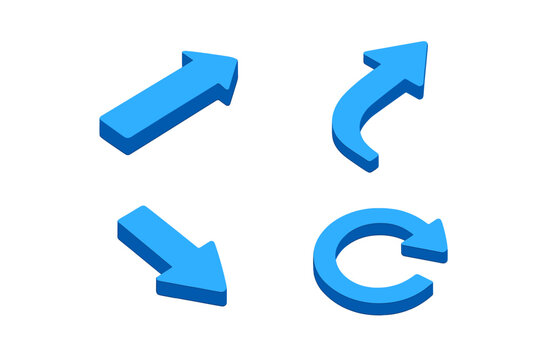Four blue isometric arrows representing direction, movement, navigation, and circular refresh