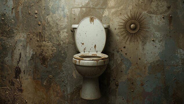 Toilet with visible stains, maintenance concern