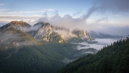 Mountains shrouded in early mist, highlighting erosion risk