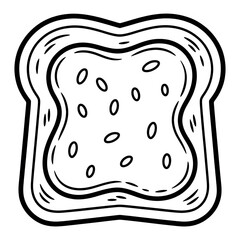 Slice of bread vector illustration bakery food toast nutrition breakfast homemade grain seed doodle
