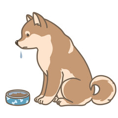 待てをする柴犬のシンプルイラスト