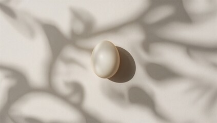 Simple egg casting an intriguing shadow pattern, texture for editorial use