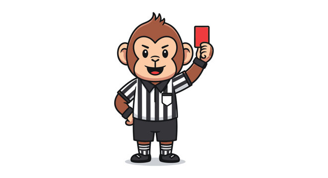 Cute Monkey Referee Showing Red Card