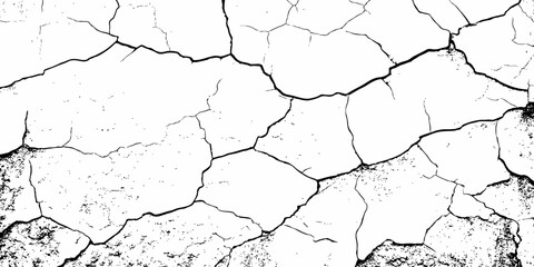 Black and white texture of cracked and abstract grunge texture effect old concrete faded wall dry surface patterns background.
